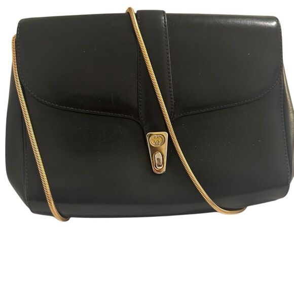 Gucci Black and Gold Crossbody Bag with Leather Finish - Picture 1 of 11